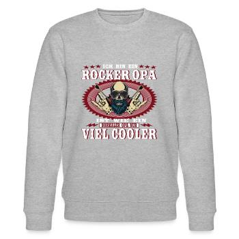 rocker opa | Geschenk oder Geschenkidee für Opas - Stanley/Stella Unisex Bio-Sweatshirt CHANGER  - Grau meliert - Vorne - Nik (191cm) & Marisol (170cm)