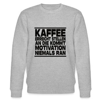 Kaffee Erreicht Stellen - Lustiger Kaffee Spruch - Stanley/Stella Unisex Bio-Sweatshirt CHANGER  - Grau meliert - Vorne - Nik (191cm) & Marisol (170cm)