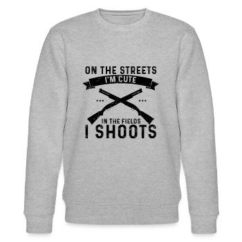 Drôle de conception de chasse au canard Hunter Hunting Duck Design - Sweat bio CHANGER Stanley/Stella Unisexe - gris chiné - Devant - Nik (191cm) & Marisol (170cm)