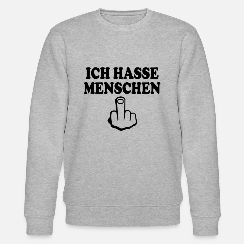 Ich hasse menschen Mittelfinger - Stanley/Stella Unisex Bio-Sweatshirt CHANGER  - Grau meliert