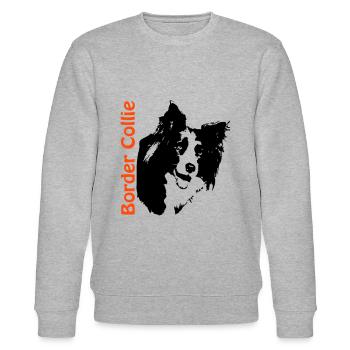 Portrait de border collie - Sweat bio CHANGER Stanley/Stella Unisexe - gris chiné - Devant - Nik (191cm) & Marisol (170cm)