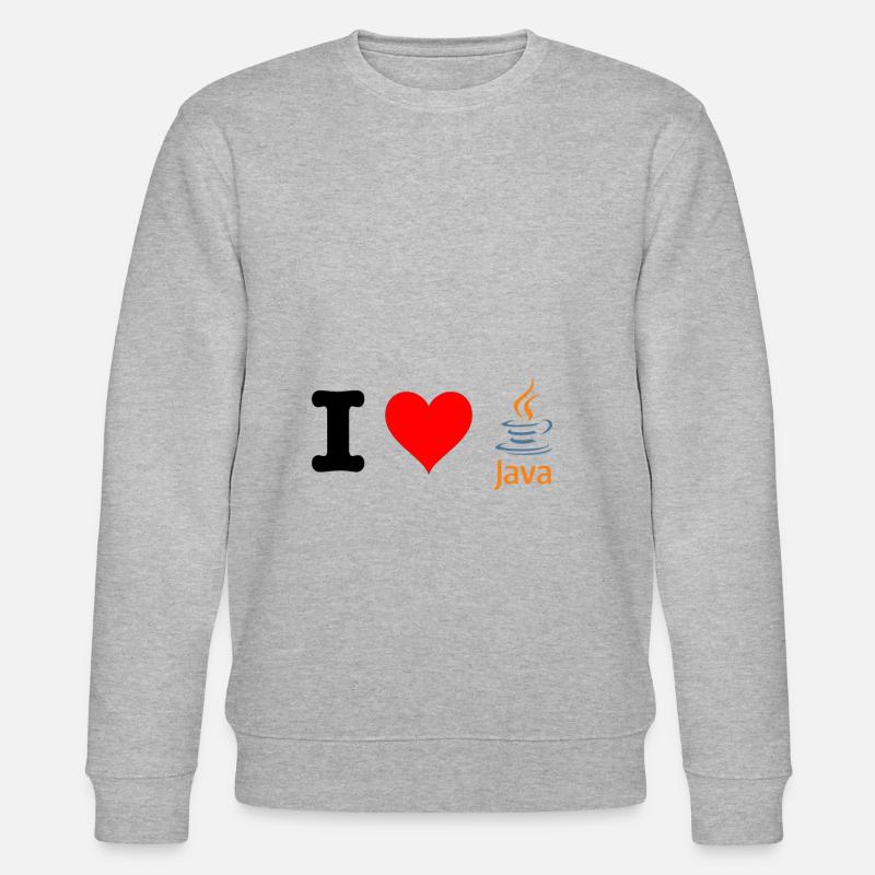 I love Java | Programmer Fan Theme | White - Stanley/Stella CHANGER Unisex Organic Sweatshirt - heather grey
