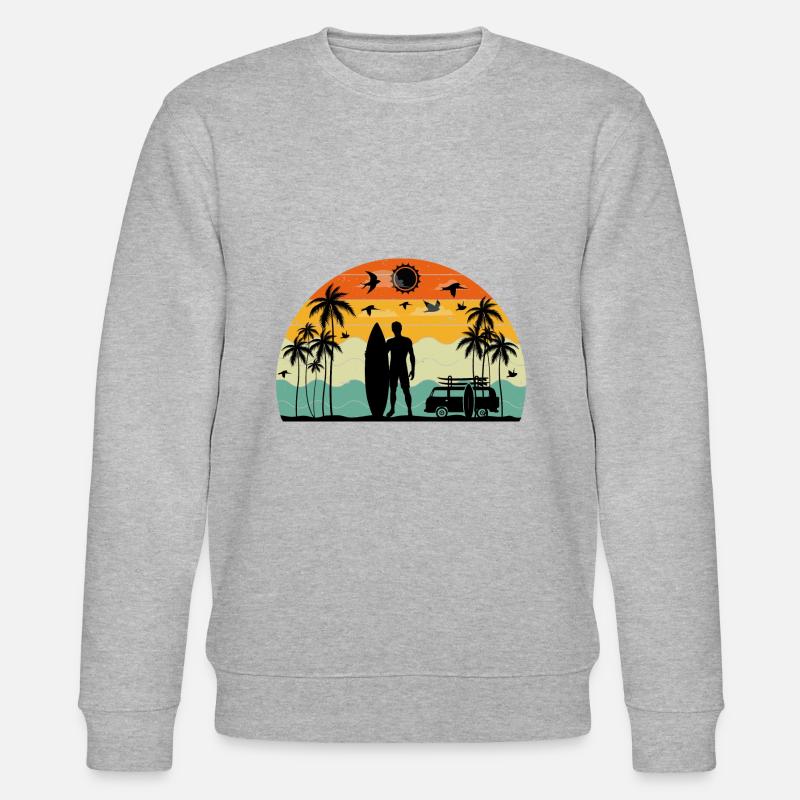 Surf retro sunset - Stanley/Stella CHANGER Unisex Organic Sweatshirt - heather grey