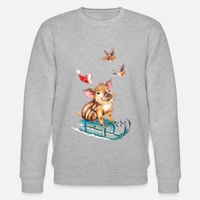 Ferkel auf Schlitten - Stanley/Stella Unisex Bio-Sweatshirt CHANGER  - Grau meliert
