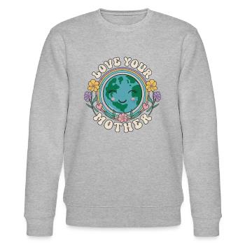 Earth Day 2024 "Love Your Mother" Statement - Stanley/Stella Unisex Bio-Sweatshirt CHANGER  - Grau meliert - Vorne - Nik (191cm) & Marisol (170cm)
