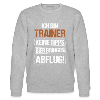I'm a trainer - bring beer and take off - Stanley/Stella CHANGER Unisex Organic Sweatshirt - heather grey - Front - Nik (191cm) & Marisol (170cm)