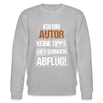 Ich bin Autor - Bier bringen und Abflug - Stanley/Stella Unisex Bio-Sweatshirt CHANGER  - Grau meliert - Vorne - Nik (191cm) & Marisol (170cm)