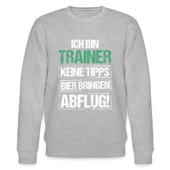 I'm a trainer - bring beer and take off - Stanley/Stella CHANGER Unisex Organic Sweatshirt - heather grey - Front - Nik (191cm) & Marisol (170cm)