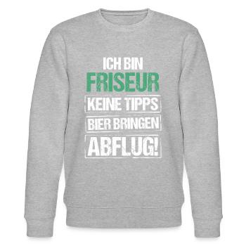 Ich bin Friseur - Bier bringen und Abflug - Stanley/Stella Unisex Bio-Sweatshirt CHANGER  - Grau meliert - Vorne - Nik (191cm) & Marisol (170cm)