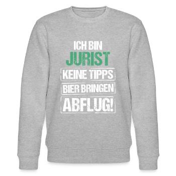 Ich bin Jurist - Bier bringen und Abflug - Stanley/Stella Unisex Bio-Sweatshirt CHANGER  - Grau meliert - Vorne - Nik (191cm) & Marisol (170cm)