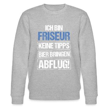 Je suis coiffeur - apportez de la bière et partez - Sweat bio CHANGER Stanley/Stella Unisexe - gris chiné - Devant - Nik (191cm) & Marisol (170cm)