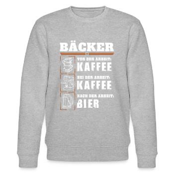 My daily routine as a baker - Stanley/Stella CHANGER Unisex Organic Sweatshirt - heather grey - Front - Nik (191cm) & Marisol (170cm)