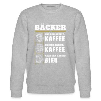 My daily routine as a baker - Stanley/Stella CHANGER Unisex Organic Sweatshirt - heather grey - Front - Nik (191cm) & Marisol (170cm)