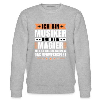 Ich bin Musiker und kein Magier - Stanley/Stella Unisex Bio-Sweatshirt CHANGER  - Grau meliert - Vorne - Nik (191cm) & Marisol (170cm)