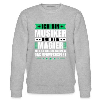 Ich bin Musiker und kein Magier - Stanley/Stella Unisex Bio-Sweatshirt CHANGER  - Grau meliert - Vorne - Nik (191cm) & Marisol (170cm)