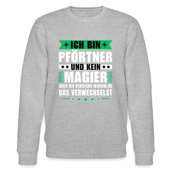 Ich bin Pförtner und kein Magier - Stanley/Stella Unisex Bio-Sweatshirt CHANGER  - Grau meliert - Vorne - Nik (191cm) & Marisol (170cm)