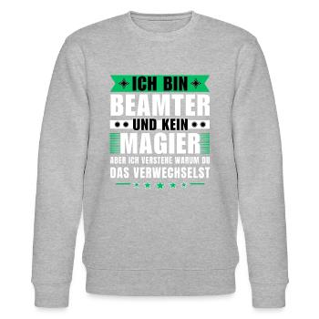 Ich bin Beamter und kein Magier - Stanley/Stella Unisex Bio-Sweatshirt CHANGER  - Grau meliert - Vorne - Nik (191cm) & Marisol (170cm)