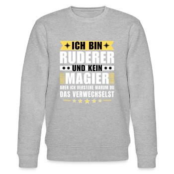 Ich bin Ruderer und kein Magier - Stanley/Stella Unisex Bio-Sweatshirt CHANGER  - Grau meliert - Vorne - Nik (191cm) & Marisol (170cm)