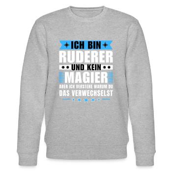 Ich bin Ruderer und kein Magier - Stanley/Stella Unisex Bio-Sweatshirt CHANGER  - Grau meliert - Vorne - Nik (191cm) & Marisol (170cm)