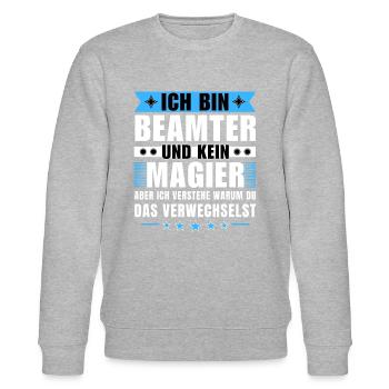 Ich bin Beamter und kein Magier - Stanley/Stella Unisex Bio-Sweatshirt CHANGER  - Grau meliert - Vorne - Nik (191cm) & Marisol (170cm)