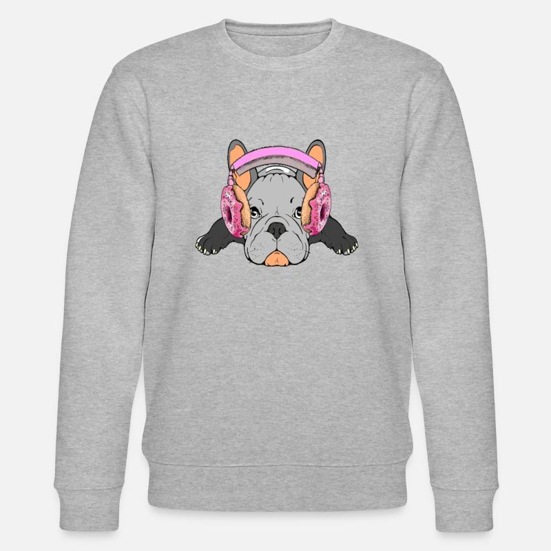 French Bulldog Comic - Stanley/Stella Unisex Bio-Sweatshirt CHANGER  - Grau meliert