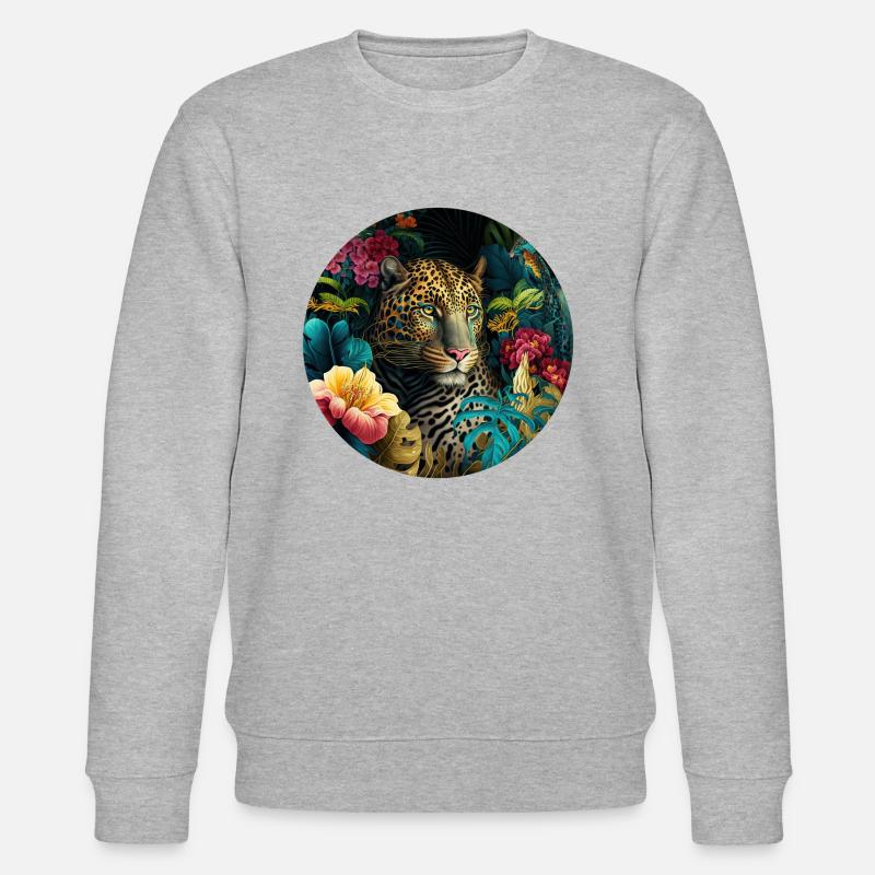 Leopard Jungle Blumen - Stanley/Stella Unisex Bio-Sweatshirt CHANGER  - Grau meliert