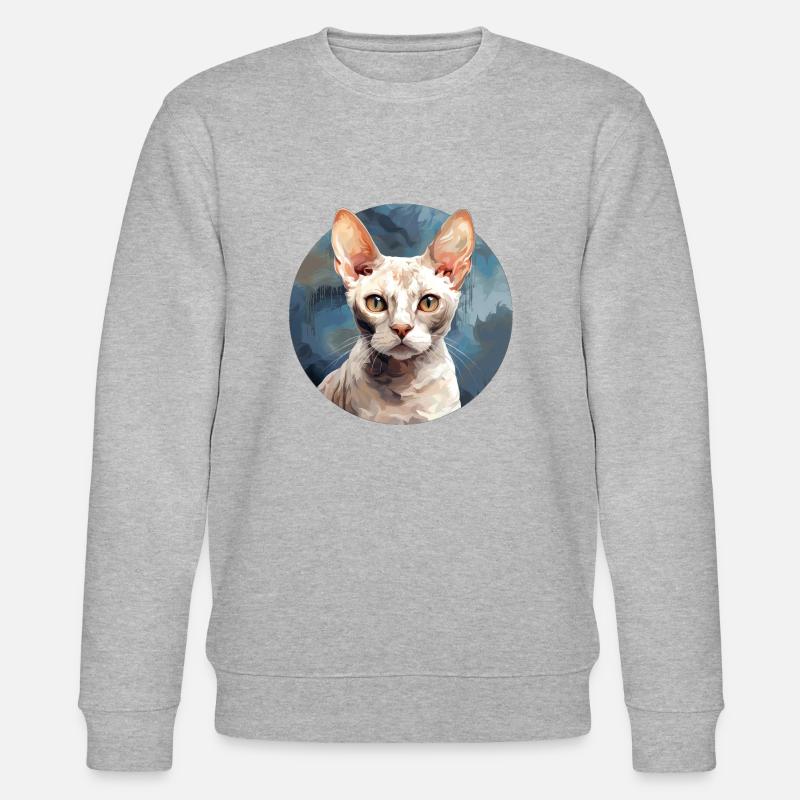 Devon Rex Cat - Stanley/Stella CHANGER Unisex Organic Sweatshirt - heather grey
