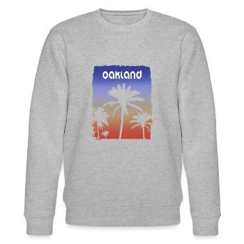Oakland Kalifornien Sonnenuntergang Urlaub Souvenir Palme - Stanley/Stella Unisex Bio-Sweatshirt CHANGER  - Grau meliert - Vorne - Nik (191cm) & Marisol (170cm)
