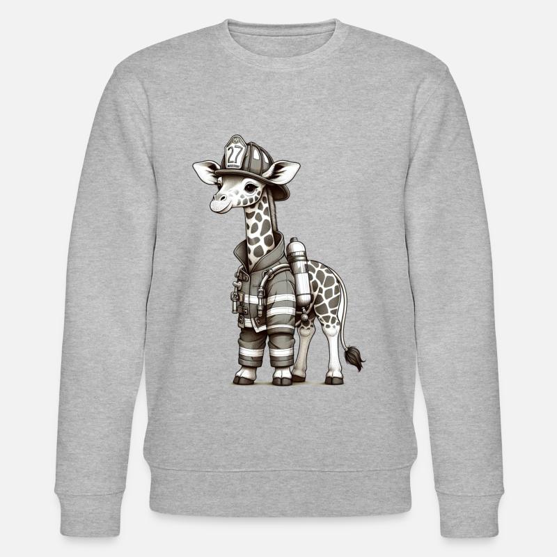 Pompier girafe mignon - Sweat bio CHANGER Stanley/Stella Unisexe - gris chiné