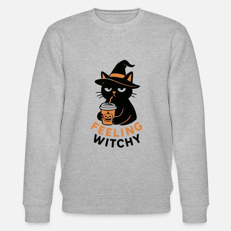 gruselig Katze Halloween Geschenk - Stanley/Stella Unisex Bio-Sweatshirt CHANGER  - Grau meliert