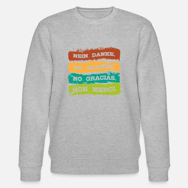 Nein, danke. In verschiedenen Sprachen - Stanley/Stella Unisex Bio-Sweatshirt CHANGER  - Grau meliert