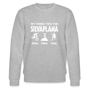 My 3 tips for Silvapalana bike hike kite Engadin - Stanley/Stella CHANGER Unisex Organic Sweatshirt - heather grey - Front - Nik (191cm) & Marisol (170cm)