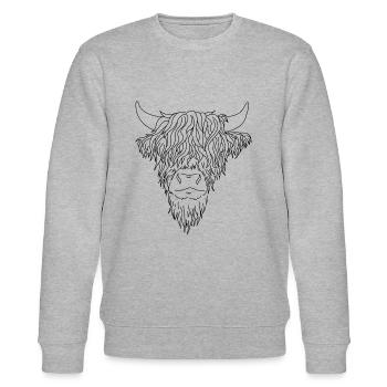 Hochland Rind Kuh Hörner haarig Viehzucht Skizze - Stanley/Stella Unisex Bio-Sweatshirt CHANGER  - Grau meliert - Vorne - Nik (191cm) & Marisol (170cm)