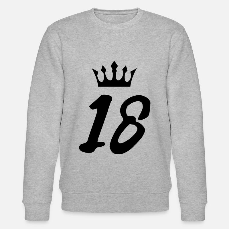 18 Zahl Krone - Stanley/Stella Unisex Bio-Sweatshirt CHANGER  - Grau meliert