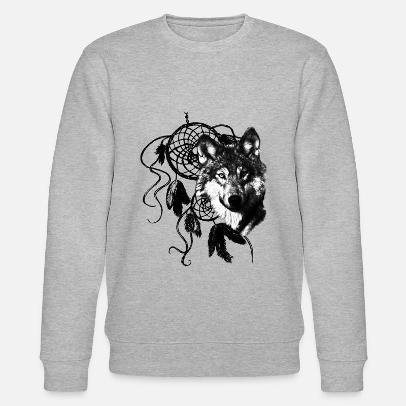 Wolf | Traumfänger | Geschenkidee - Stanley/Stella Unisex Bio-Sweatshirt CHANGER  - Grau meliert