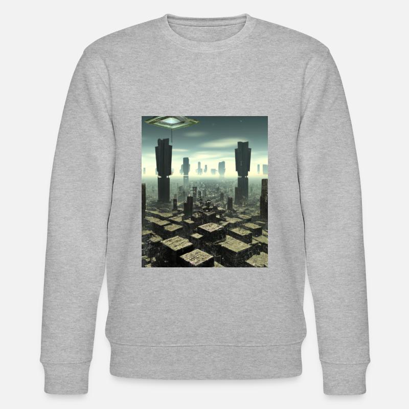 Science Fiction Stadt Zukunft - Stanley/Stella Unisex Bio-Sweatshirt CHANGER  - Grau meliert