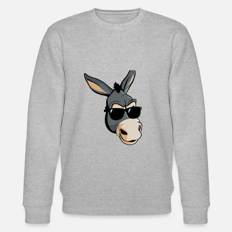 Cooler Esel mit Sonnenbrille - Stanley/Stella Unisex Bio-Sweatshirt CHANGER  - Grau meliert