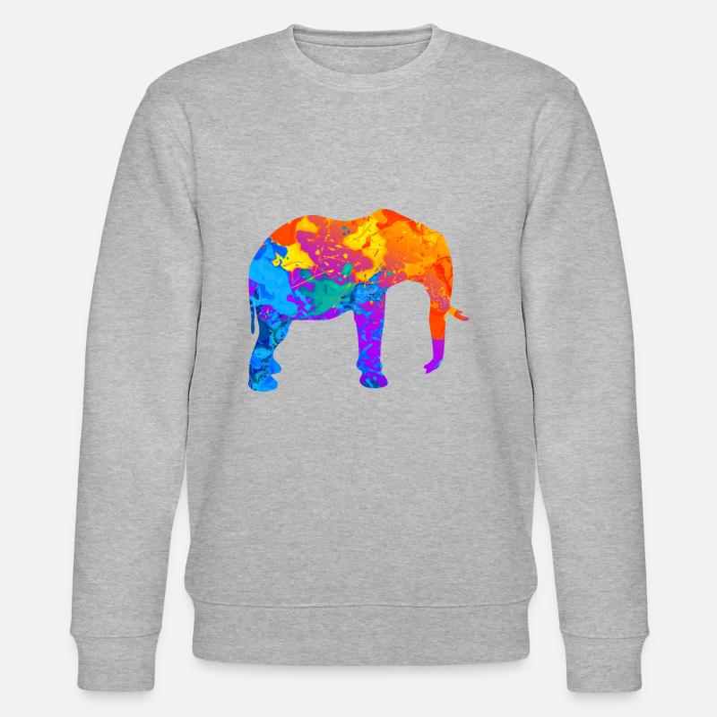 Elefant Elefanten Silhouette Geschenk - Stanley/Stella Unisex Bio-Sweatshirt CHANGER  - Grau meliert