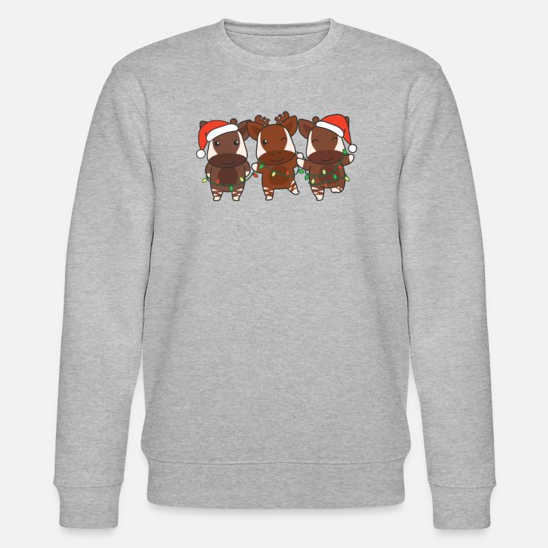 Okapi Noël Hiver Animaux Okapi - Sweat bio CHANGER Stanley/Stella Unisexe - gris chiné