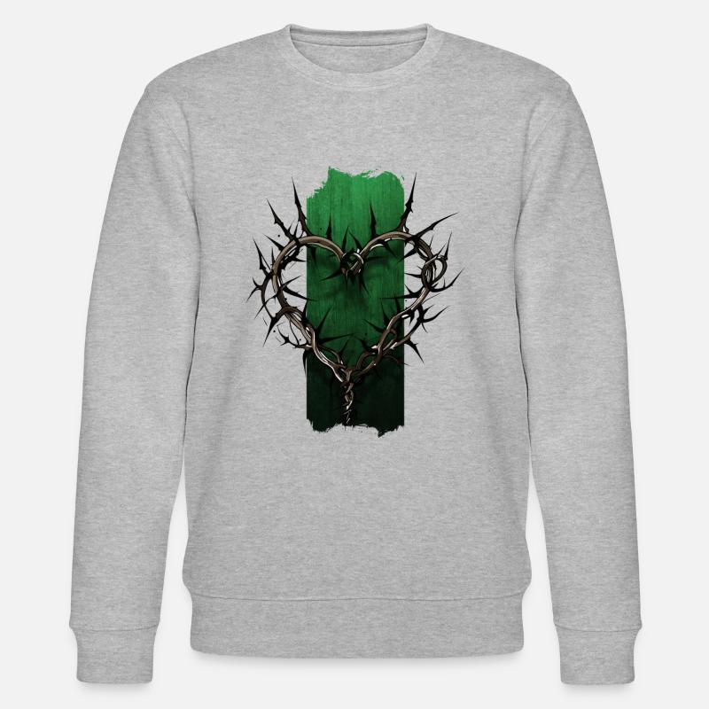 Thorned Devotion: Heart-Shaped Thorn Branch - Stanley/Stella CHANGER Unisex Organic Sweatshirt - heather grey