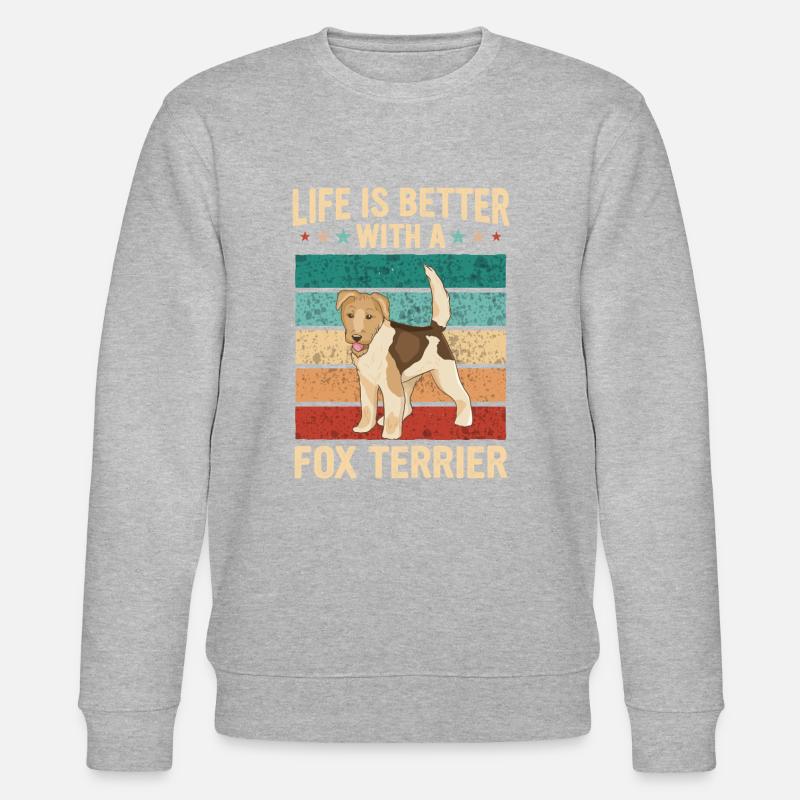 Fox Terrier Dog - Stanley/Stella CHANGER Unisex Organic Sweatshirt - heather grey
