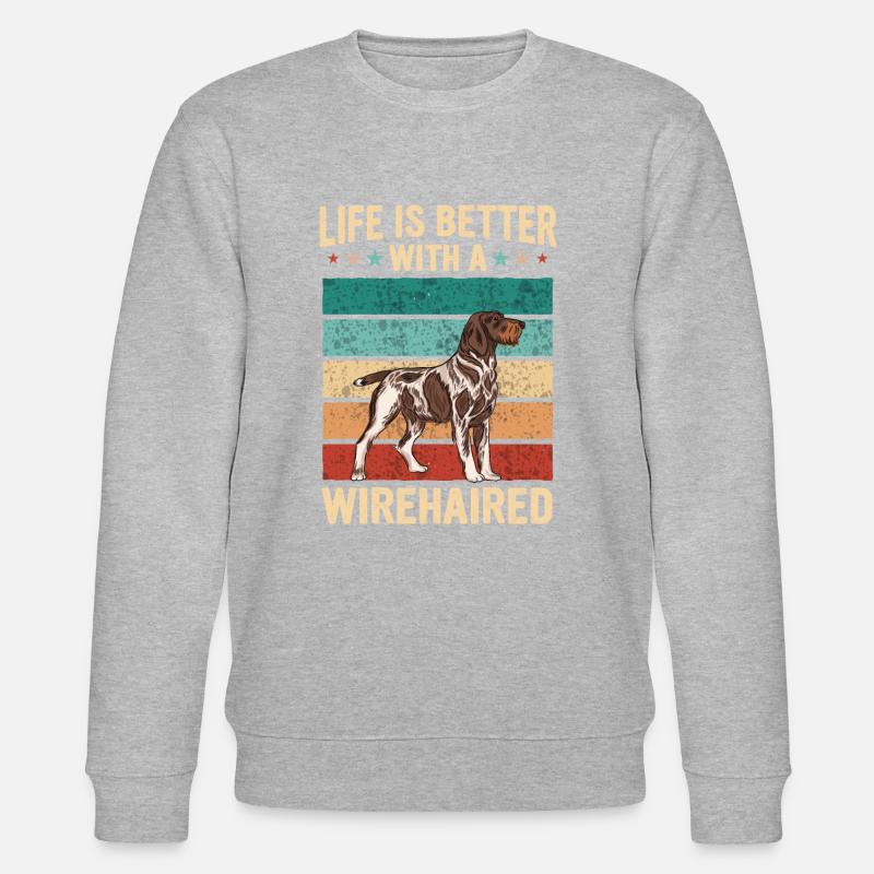 Deutsch Drahthaar Hund - Stanley/Stella Unisex Bio-Sweatshirt CHANGER - Grau meliert