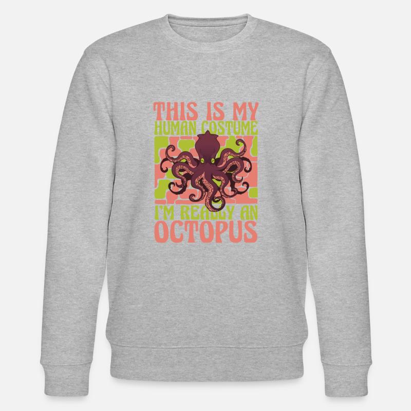 Octopus Kraken Cuttlefish Tier - Stanley/Stella Unisex Bio-Sweatshirt CHANGER  - Grau meliert