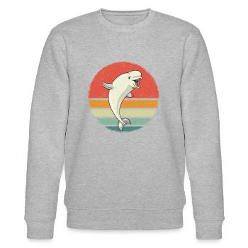 Beluga Wal Ozean Belugas Wale - Stanley/Stella Unisex Bio-Sweatshirt CHANGER  - Grau meliert - Vorne - Nik (191cm) & Marisol (170cm)