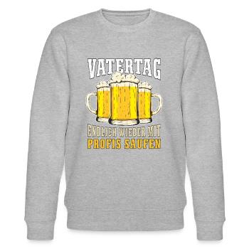 Vatertag Spruch Endlich wieder mit Profis Saufen - Stanley/Stella Unisex Bio-Sweatshirt CHANGER  - Grau meliert - Vorne - Nik (191cm) & Marisol (170cm)