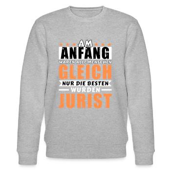 Am Anfang waren alle gleich - Jurist Edition - Stanley/Stella Unisex Bio-Sweatshirt CHANGER  - Grau meliert - Vorne - Nik (191cm) & Marisol (170cm)