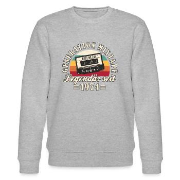 50. Geburtstag Generation Mixtape Männer Geschenk - Stanley/Stella Unisex Bio-Sweatshirt CHANGER  - Grau meliert - Vorne - Nik (191cm) & Marisol (170cm)