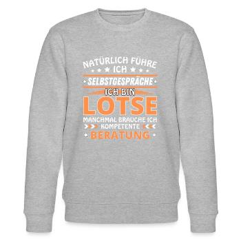 Ich führe Selbstgespräche - Lotse Edition - Stanley/Stella Unisex Bio-Sweatshirt CHANGER  - Grau meliert - Vorne - Nik (191cm) & Marisol (170cm)