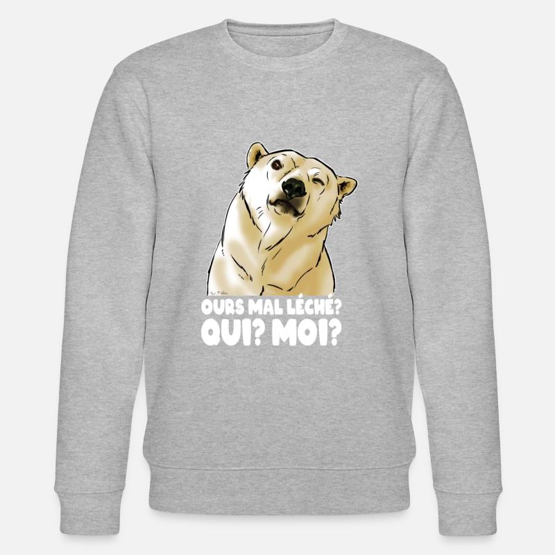 Ours mal léché (texte blanc) - Sweat bio CHANGER Stanley/Stella Unisexe - gris chiné