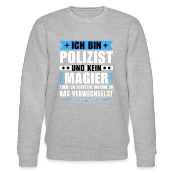 Ich bin Polizist und kein Magier - Stanley/Stella Unisex Bio-Sweatshirt CHANGER  - Grau meliert - Vorne - Nik (191cm) & Marisol (170cm)